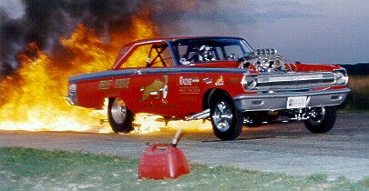 For Steve Collison -- Brian Kohlmann's Factory Experimental Dodge lays down a blaze. Pete Orres photo thanks to Joel Naprstek
