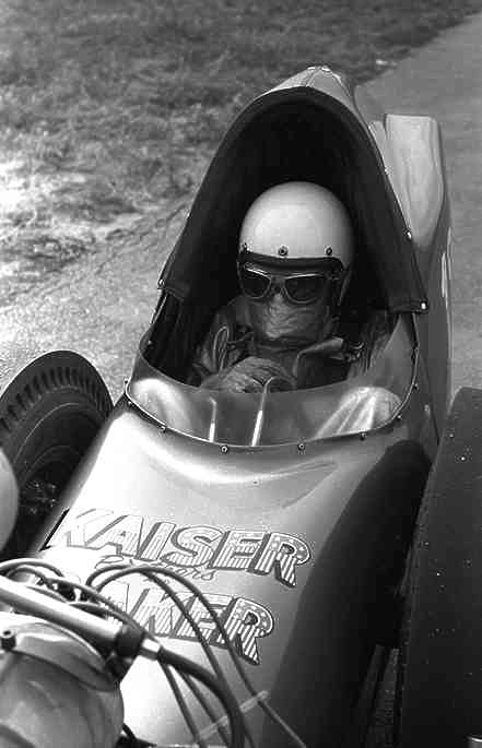 Junior Kaiser strapped into the Kaiser Bros. & Baker Front Engine Digger. Photo by Pete Garramone