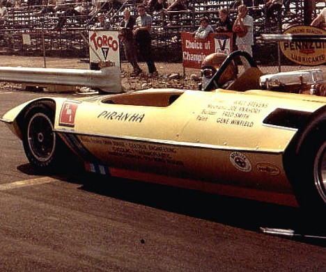 Walt Stevens takes a ride in the legendary AMT Models "Piranha" fueler. Photo thanks to Walt Stevens