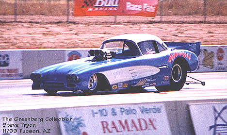 Steve Tryon's '59 Corvette Funny Car is a regular on the CIFCA circuit. Photo by Lyle Greenberg