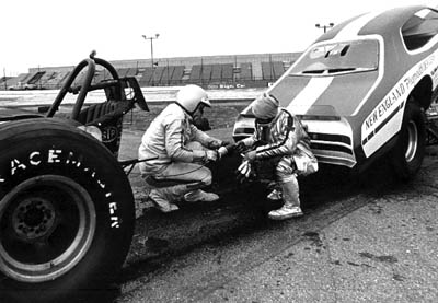 Don Roberts, Jimmy King and the Infamous Caster (top of TF roll bar)