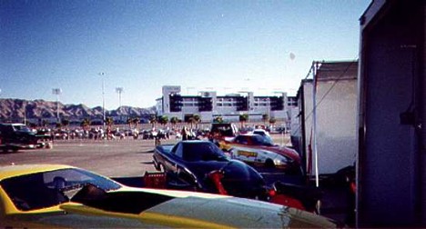 Funny Cars at the Las Vegas Oval Track. Photo by Butch Blackberg