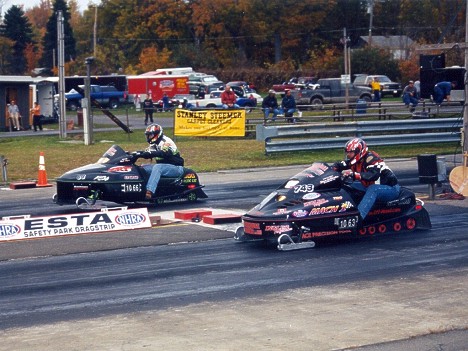 Team Powerhouse Showdown -- drag racing snowmobiles! Photo thanks to Steve LaMunion