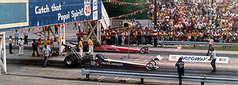 The Top Fuel final featured Frank Bradley vs. Shirley Muldowney. Photo by Rick Howard