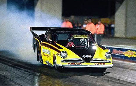 Peter Kapiris' Anderson-built Studebaker is the world's fastest non-nitro door car at 6.07. Photo by John Gall