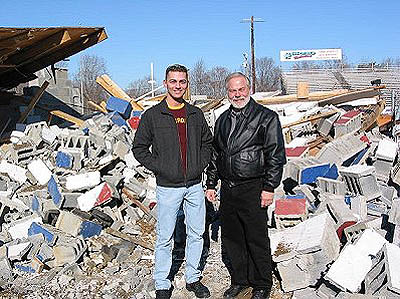 It's Miller Time (Chris and Royce) as the demolition is complete. Photo by Stephen Jones