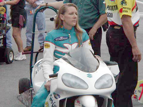 Karen Stoffer made it to the finals in just her third outing in Pro Stock Bike. Photo by Stephen Hawes