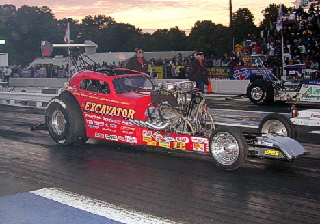 Neal Parker's awesome Excavator Fiat is just an example of the altereds and dragsters that will complete in the Frantic 7 Open category. Photo by Bryan Epps