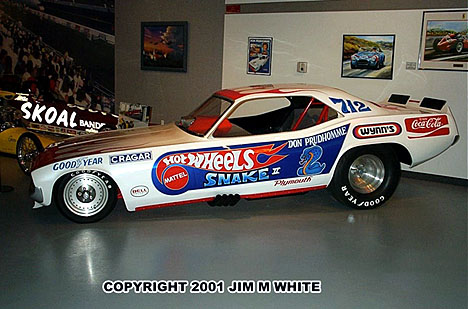 Don Prudhomme's Snake II Plymouth Barracuda Funny Car is now a museum treasure. Photo by Jim M. White