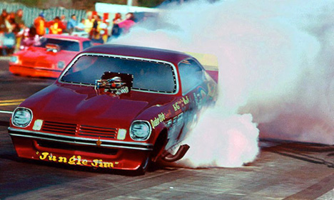 Here's the red Jungle Jim Vega at the 1975 Winternationals. Photo by Dave Milcarek