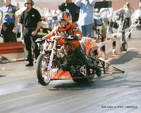 Mark Conner's Harley Davidson at Gainesville. Photo painting by Ian Turboville