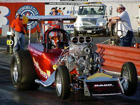 Don Dicero's 'Dago Express III' Chevy powered AA/Altered at the 2002 CHRR. Photo by Vic Cooke