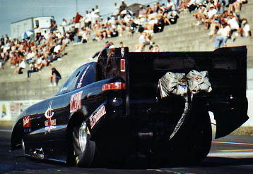 Jeff Bennett in the KBM Car -- AHRA World Champion 2002. Photos by David Hapgood
