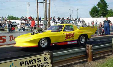 Keith Floyd's '63 'Vette won the Perma Cool Burnout Challenge at Ware Shoals. Photo by Bob Gettys