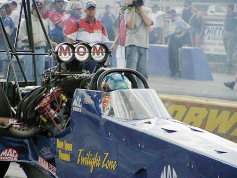 Bobby Lagana, Jr. put in a good showing with the family's top fuel car (dedicated to his late mother). Photo by Vic Cooke