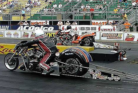 Steve Stordeur lead Nitro Harley qualifying with a record 6.37. Photo by Vic Cooke