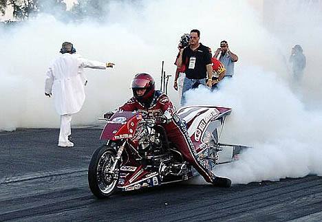 The Nitro Harley burnouts were second to none among the racing categories. Photo by Vic Cooke