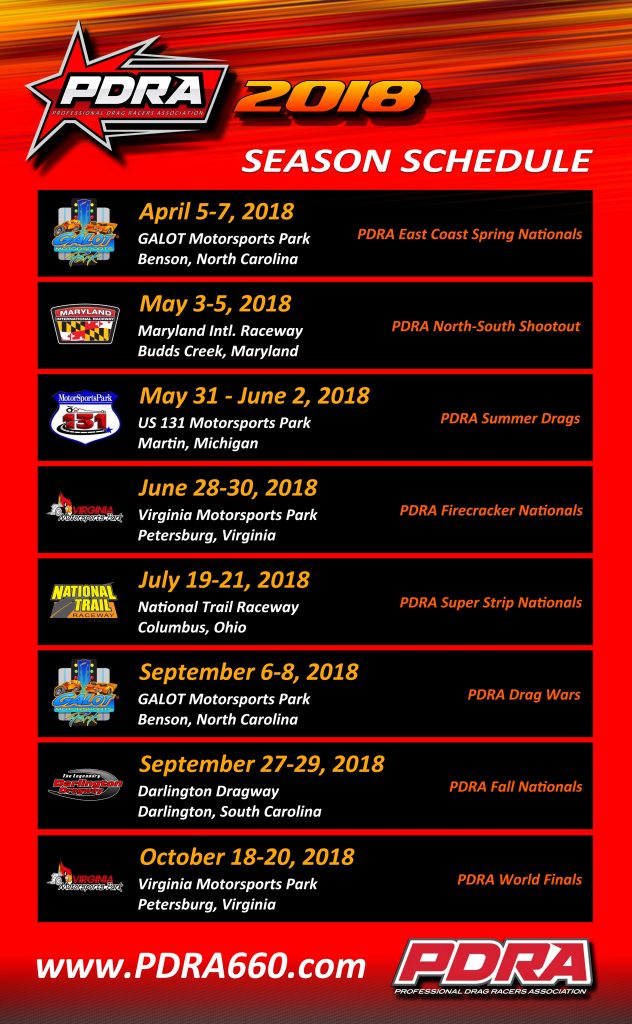 The PDRA 2018 Schedule is Here Drag List
